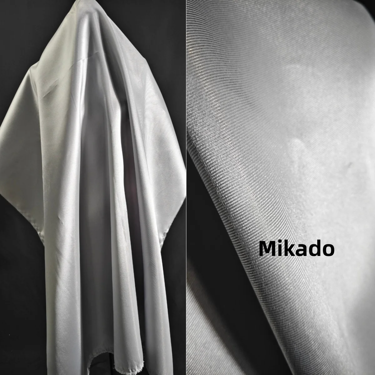 

Grey crisp Mikado twill satin fabric sewn wedding dress, party dress, bridesmaid dress, handmade DIY fabric