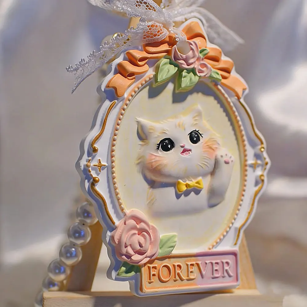 Cute Kitty Plaster Hanging Mold for Aromatherapy, for Gypsum, Cement - DIY Wardrobe Sachet, Cat Memorial Gift, Home Accent