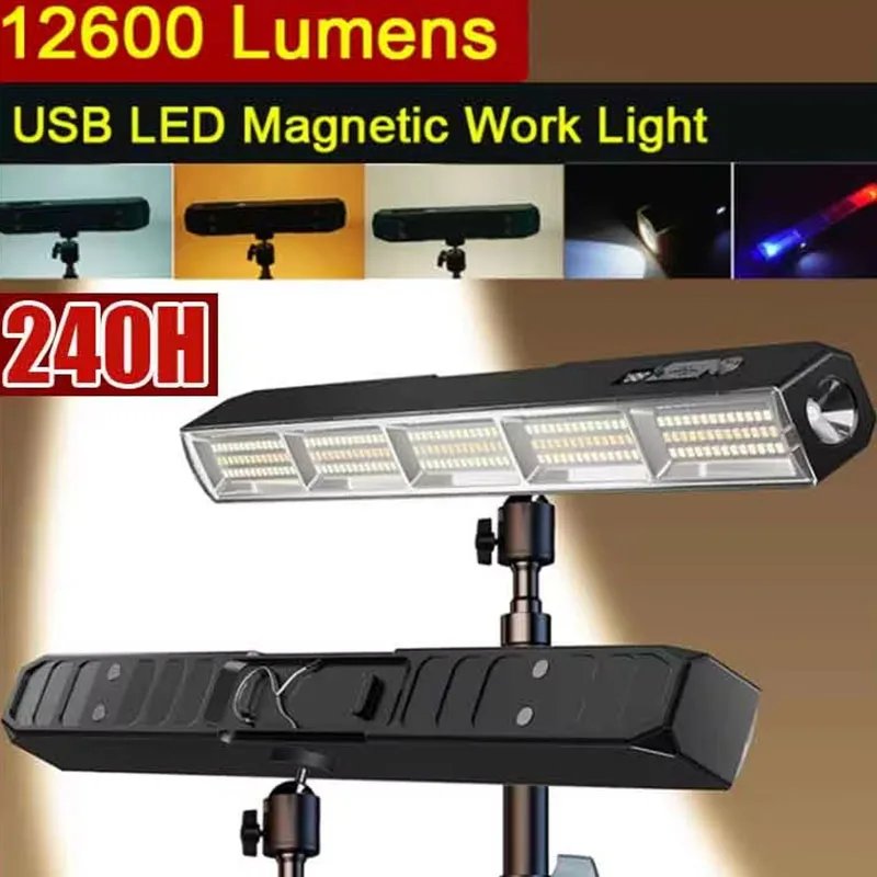 High Power Magnetic LED Light Bar 2026 New Portable USB Rechargeable Work Light 3 Modes IP66 Waterproof Emergency Power Bank