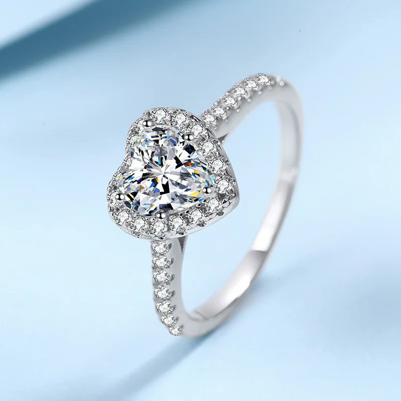 Exquisite Fashion Special Shape Heart Love Ring 1ct Women Moissanite PT950 Platinum Skin-Friendly, Comfortable & Durable