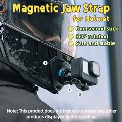 Magnetic Helmet Strap Jaw Fixed Motorcycle Bracket for Insta360 Ace GoPro 12 11 10 9 8 7 DJI Osmo Action 4 3 Camera Accessories