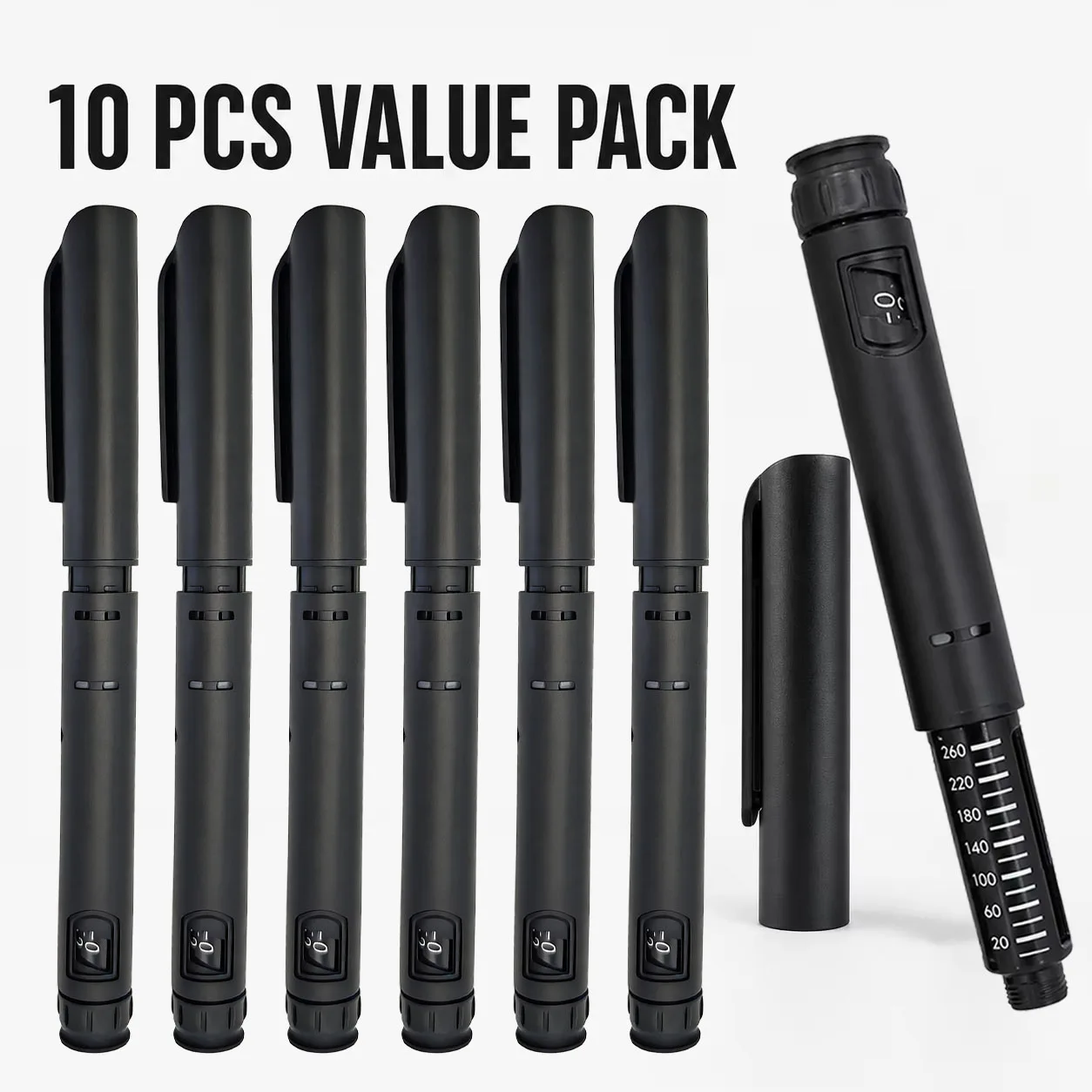 10Pcs Black Super Cost‑Effective 60IU Adjustable Disposable Plastic Injection Pen Fits 3ml Glass Vial For Body Care Home Use