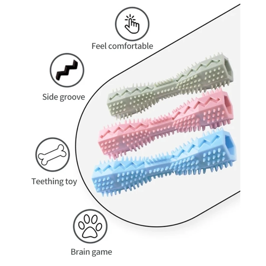 Dog Toothbrush Durable Dog Chew Toy Stick Soft Rubber Tooth Cleaning Point Massage Toothpaste Pet Toothbrush Molar Pet Supplies.