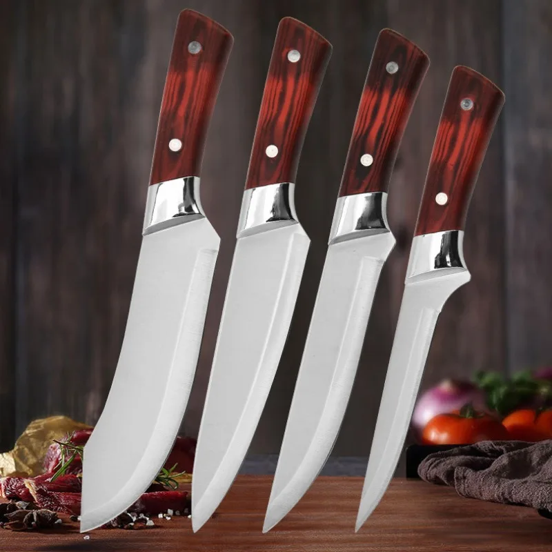 

1-4pcs Kitchen Knives Forged Boning Knife Stainless Steel Chef's Knife for Cooking Fruit Knife BBQ Meat Cleaver Butcher Knives