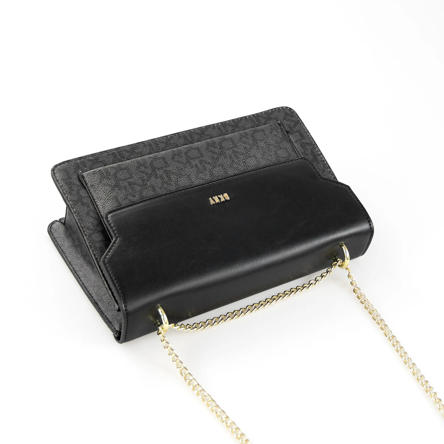 Women Logo Print Shoulder Bag Flap Cover Metal Logo Decor Chain Adjustable Strap Classic Crossbody Messenger Handbag Purse