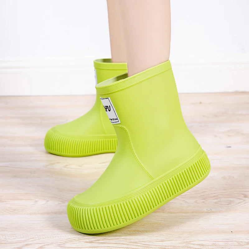 New Candy Color Fashionable Waterproof Anti-Slip Short-Tube Thick-Soled Rain Boots Lightweight Water Shoes