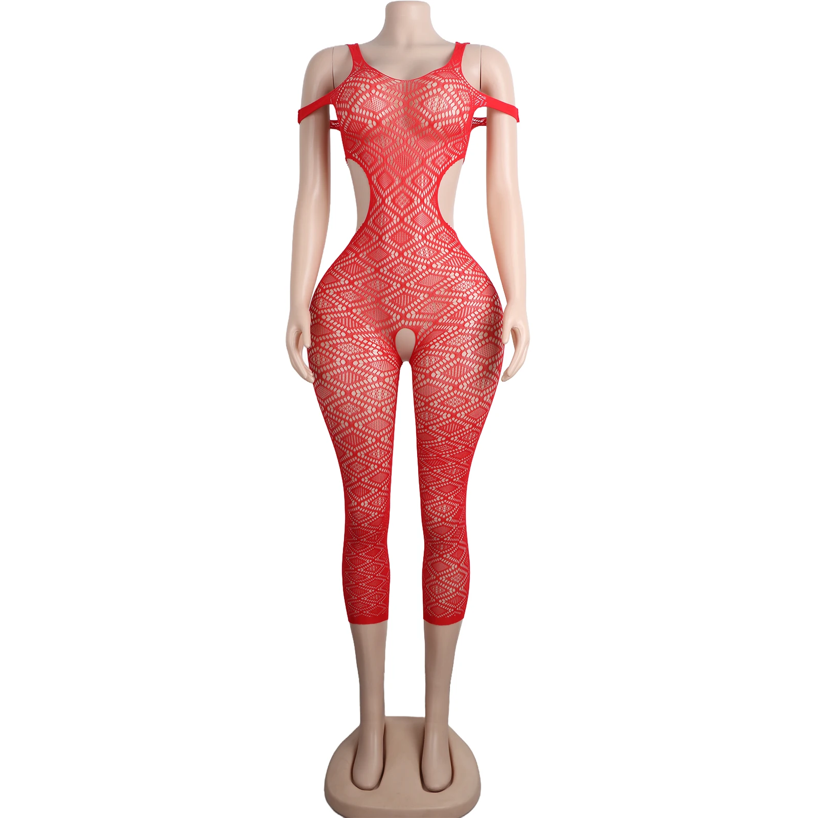 Fishnet Longline Bodysuit Pole Dance Performance Exotic Stage Outfit Rhinestone Adult Dancewear Sexy Nighttime Costume Apparel view 2