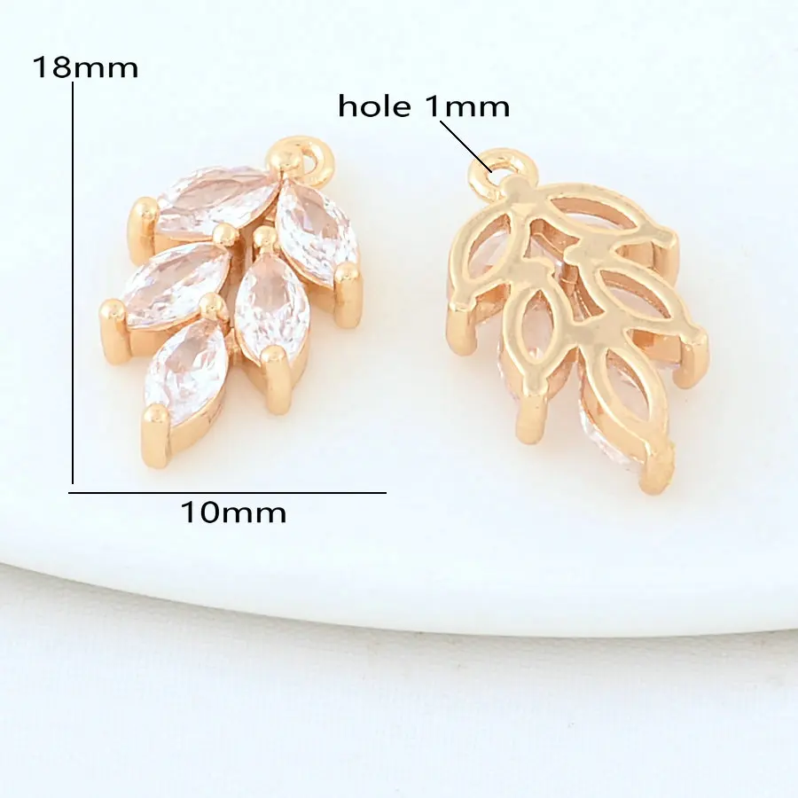 10*18MM 14K Gold Plated Brass Leaf Leaves Charms Pendants Necklace Earrings Jewelry Making Supplies Accessories