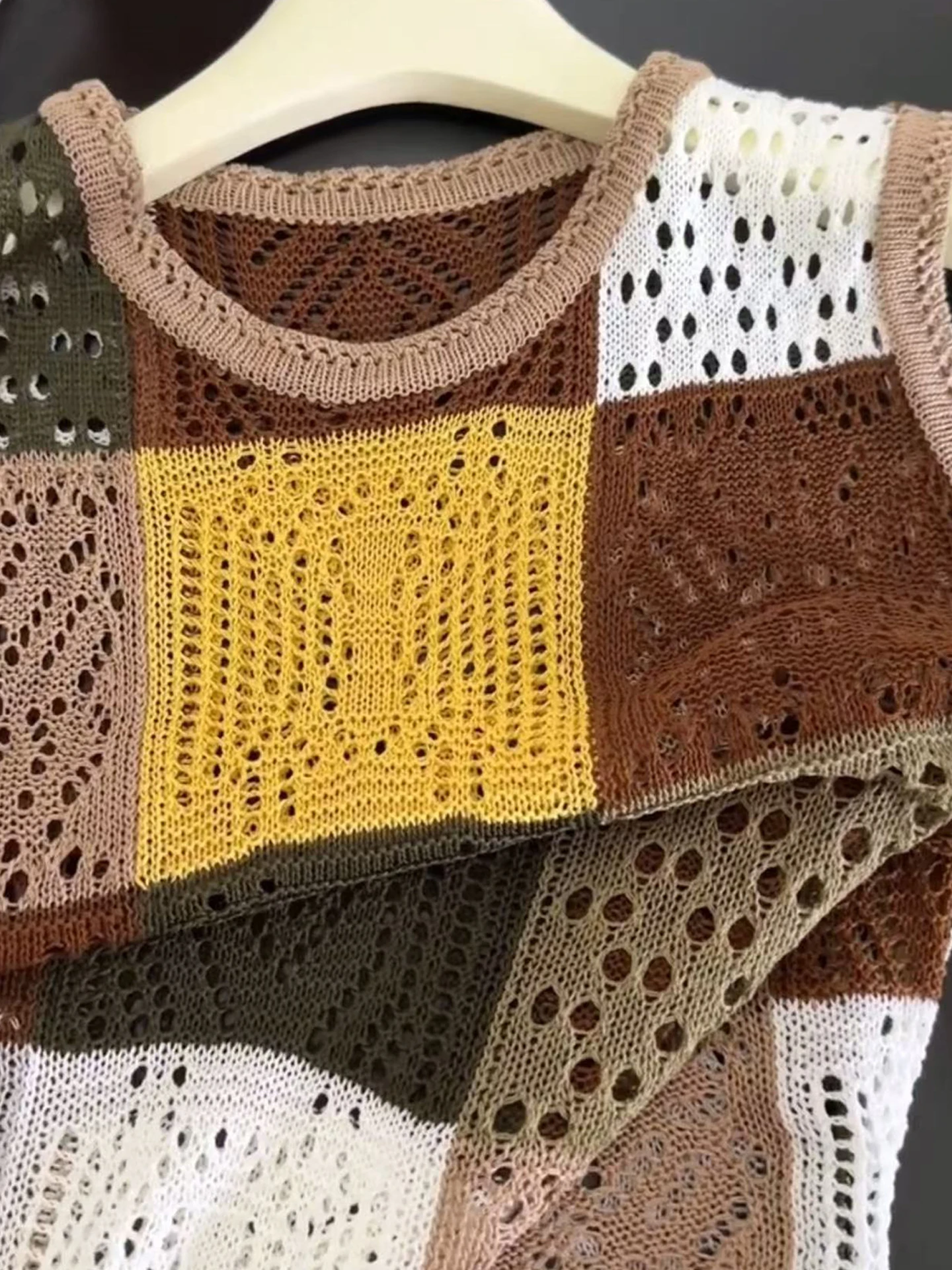 الرجعية كسول Sle الجوف خارج اللون Blo سترة Faionable الصيف Svel محبوك أعلى العلوي الكورية فضفاضة تناسب ملابس الأمومة #4