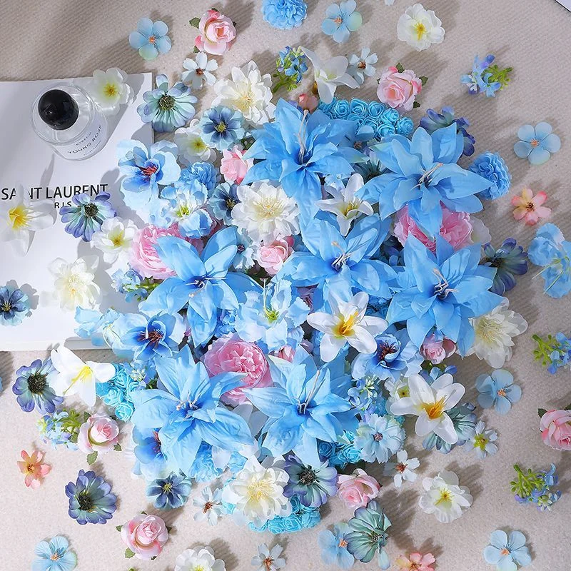 20/40/52 Stück Blau-Rosa Mix Künstliche Blumen Seidenblumen für Heimdekoration DIY Bastelzubehör Geschenke Braut Hochzeitsdekoration – Detail 3