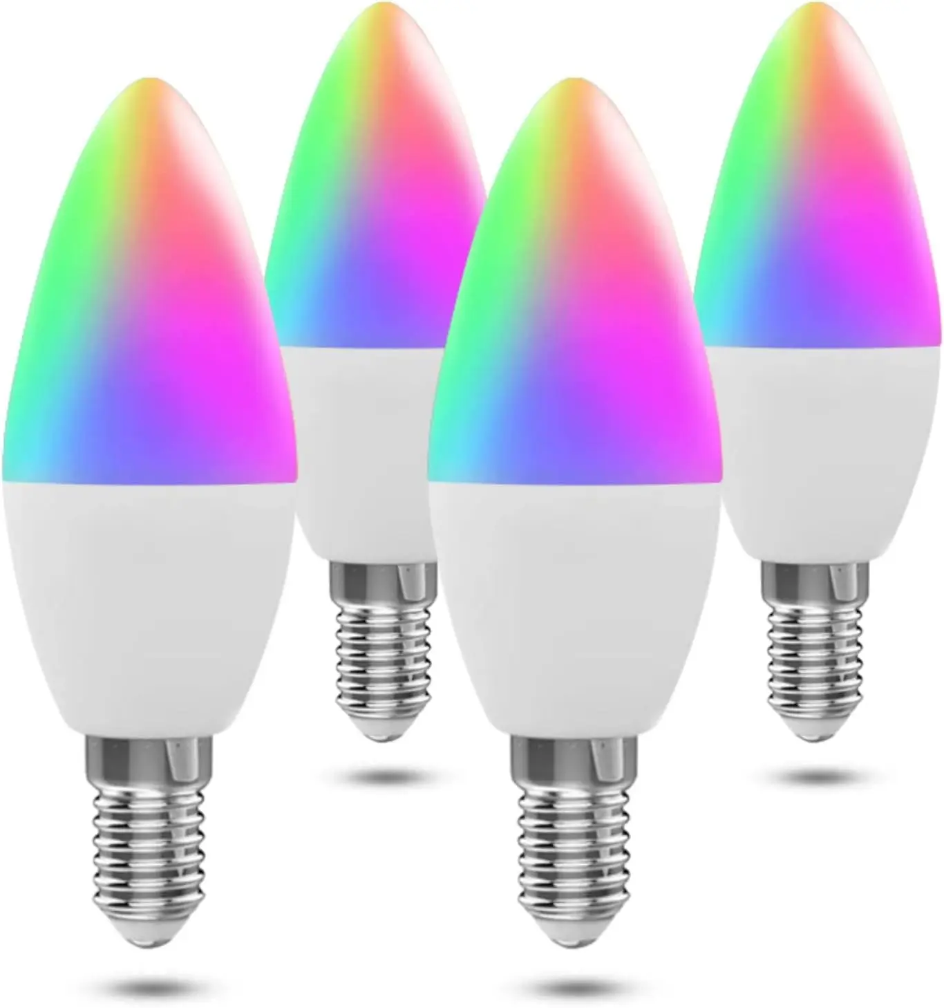 

Smart Candelabra LED Bulb 60W Equivalent, RGBCW Color Changing, Alexa/Google Compatible, No Hub Required (E12) (4 Pack)