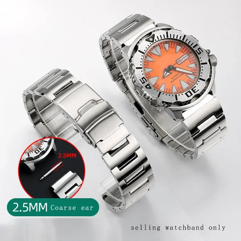 Stainless Steel Bracelet for SEIKO No. 5 Precision Steel Watchband Red Toothed Water Ghost Monster SRPH75K1 SKX781 Watch Strap