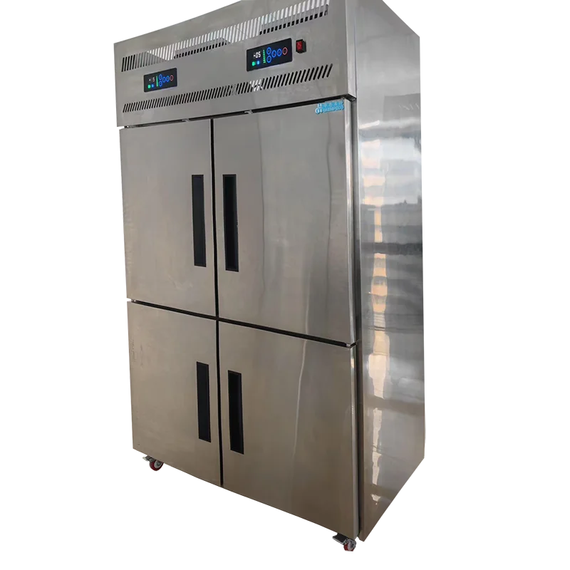 Frigorifero commerciale di lusso Frigorifero e congelatore da forno in acciaio inossidabile a 4 porte di grande capacità con vassoi