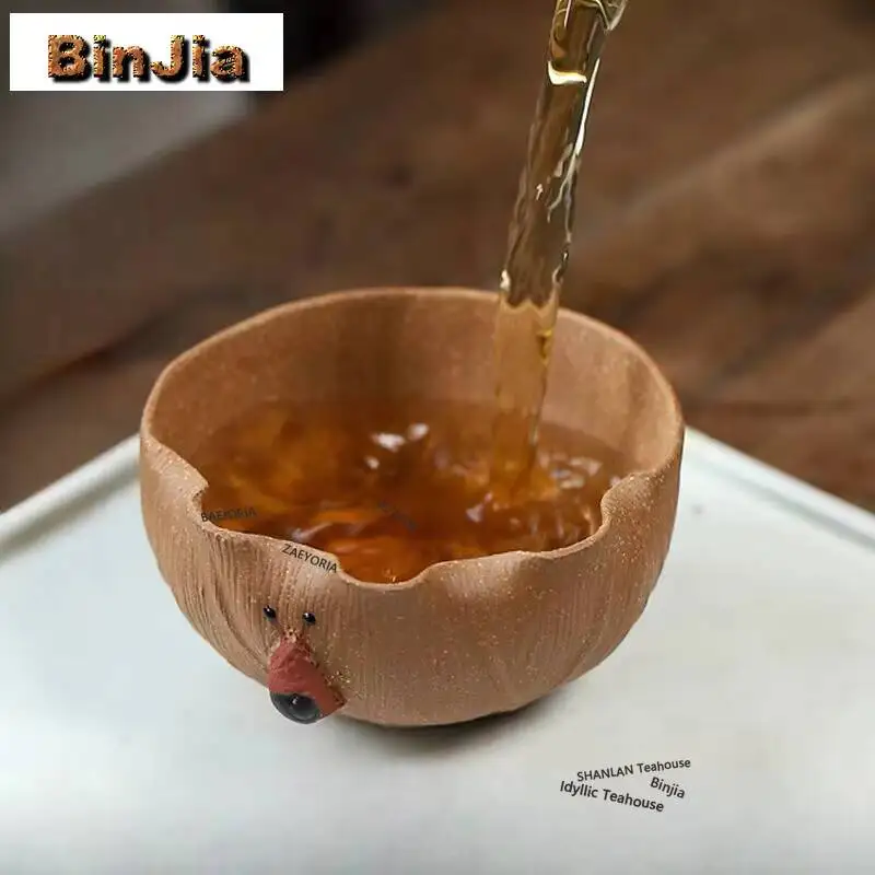 130ml Handamde Yixing Purple Clay Teacup Raw Ore Section Mud Master Cup Snail Tasting Tea Bowl Meditation Cup Kung Fu Tea Set