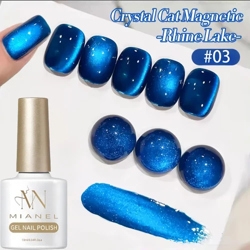 Imagen 2 del producto 10ML 1-10PCS Esmalte de Uñas en Gel Magnético Ojo de Gato Azul Profundo con Efecto Blanqueador y Perlas de Vidrio, para Uñas Francesas, Suministros para Uñas, Más Vendido