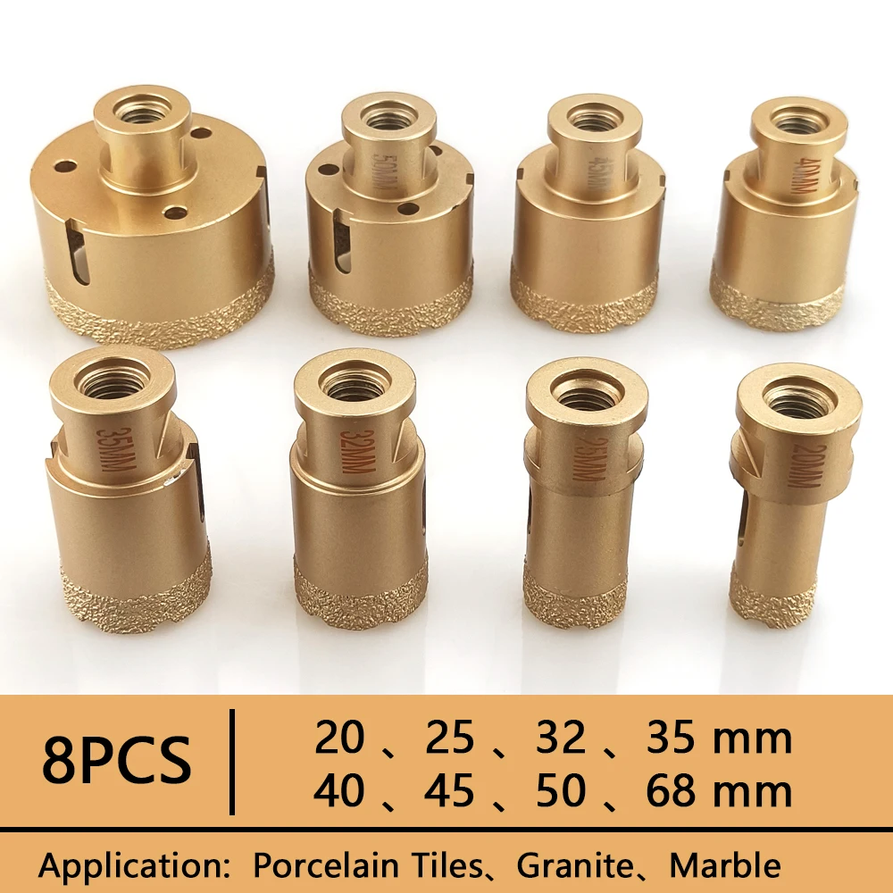 Juego de brocas de taladro seco M14, herramientas de brocas para azulejos de porcelana, coronas, granito, mármol, azulejos vitrificados, rosca, 8