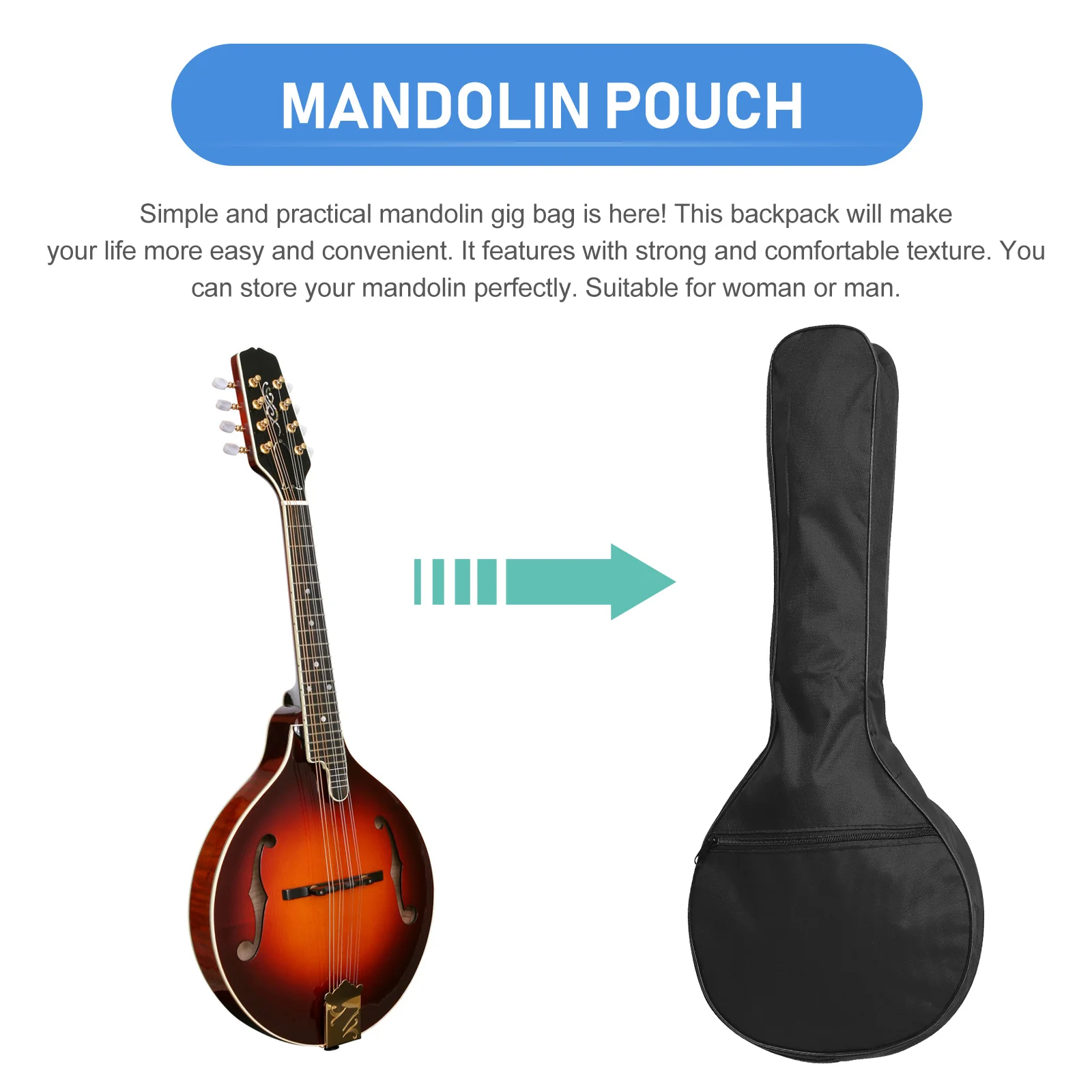 Mandolin Bag Pouch with Pockets Cloth Music Instrument Shoulder Carry Backpack Banjo