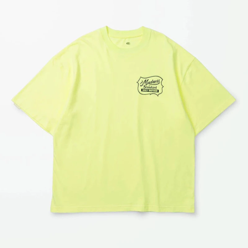 High Quality Creative Fluorescent Green MADNESS T-shirt Simple Men's Women's Round Neck Printed MDNS Short Sleeve Tee