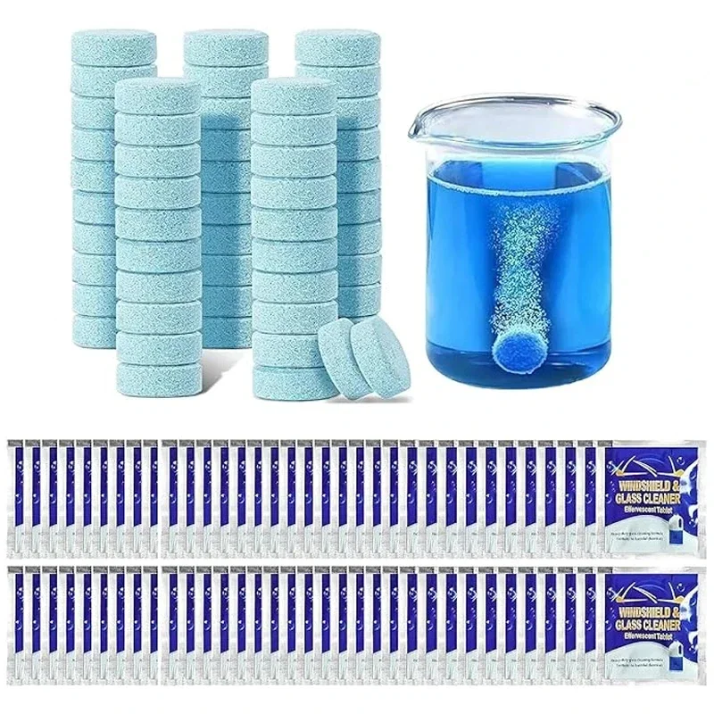 2-100PCS Solid Cleaner Car Windscreen Cleaner Effervescent Tablet Auto Wiper Glass Solid Cleaning Concentrated Tablets Detergent