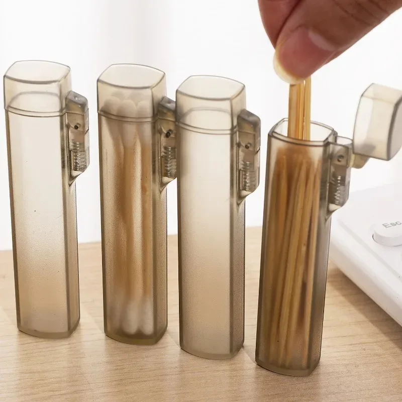 1/30x Mini Plastic Toothpick Holders Box Pocket Portable Toothpick Case with Spring Switch Outdoor Travel Home Restaurant Supply