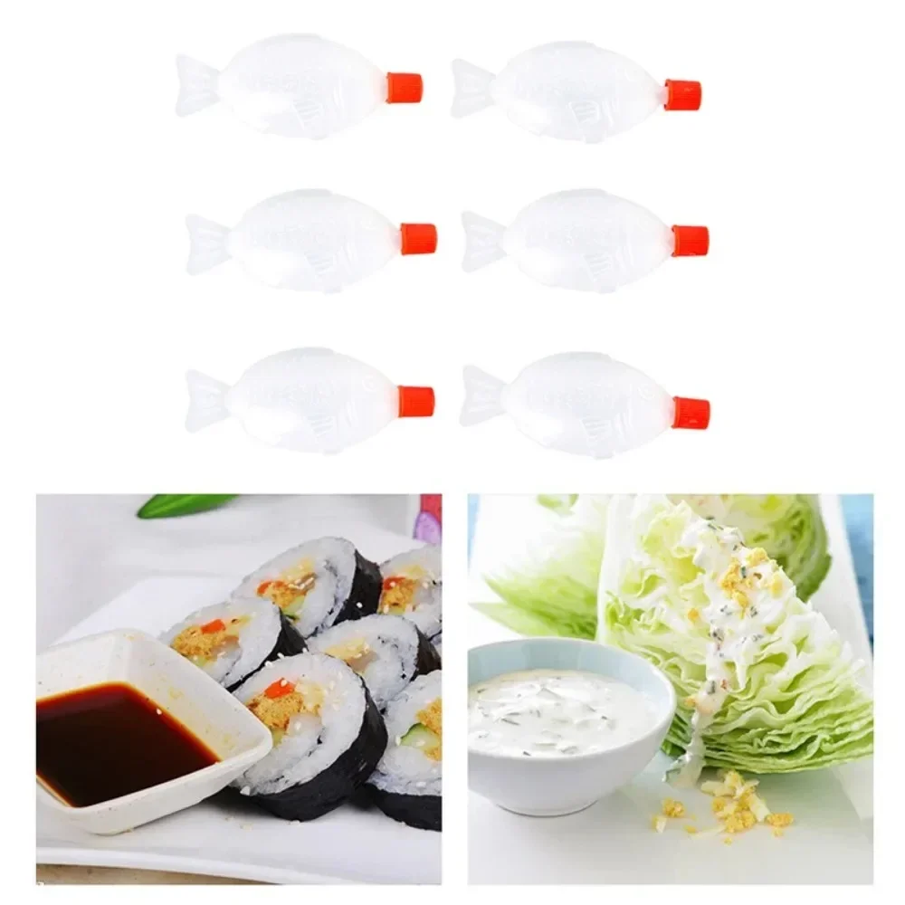 10pc Fish Shaped Soy Sauce Bottle Portable Disposable Flavoring Bottle Rice Ball Sashimi Sushi Vinegar Tool Cute Mini Containers