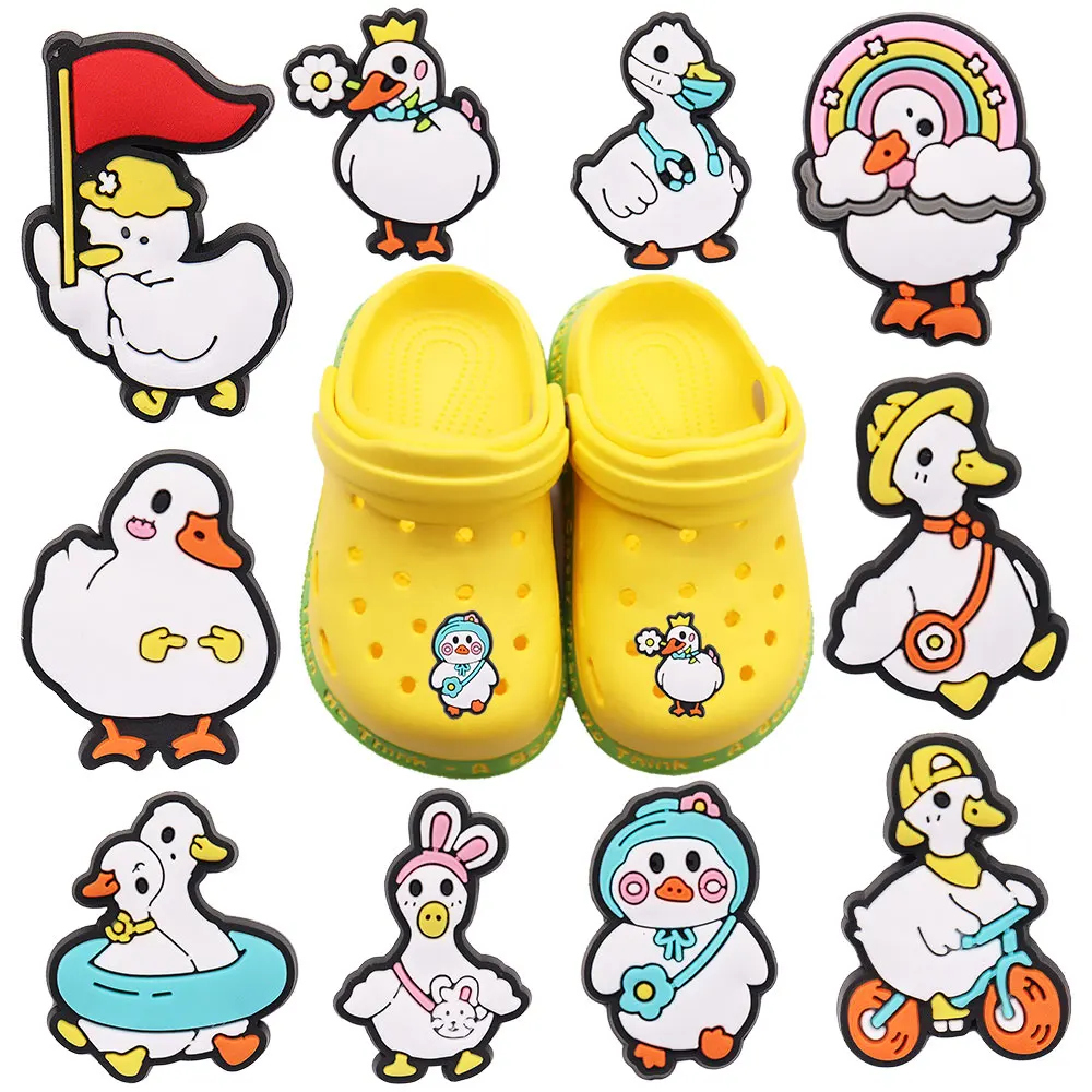 1-10Pcs Flower Rainbow Ducks Boys Girls Shoes Accessories Cute Garden Sandals Buckle Decorations Fit Holiday Gift