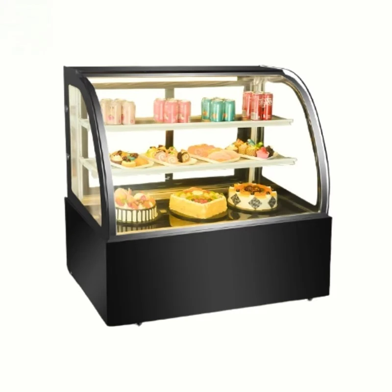 

Refrigerated Cake Display with Safety Glass LED Lighting Compressor Cooling Marble & Tempered Glass Commercial Caf Showcase