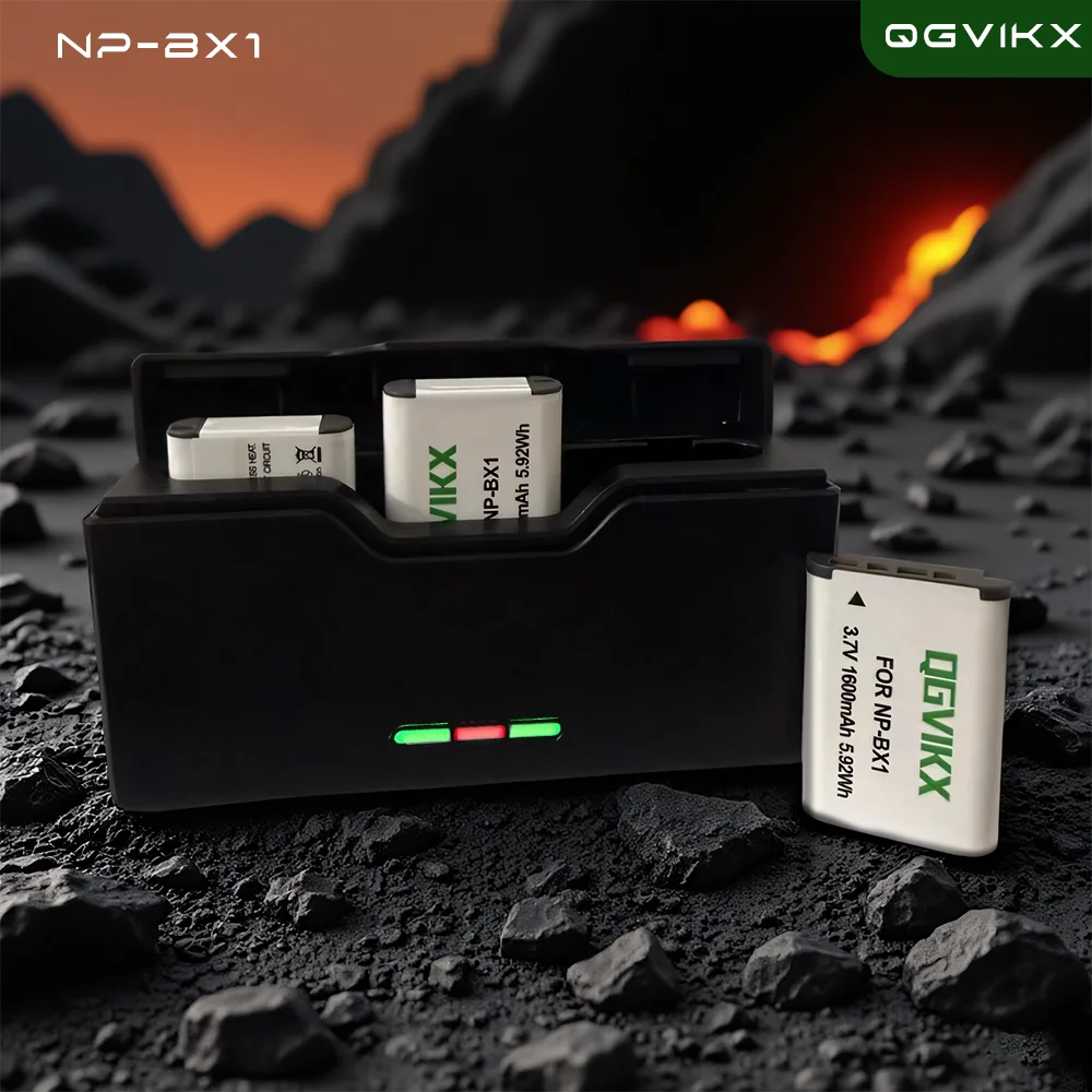 QGVIKX NP BX1 Battery and 3 Pack and 3 Channel USB Charger 3.7V 1600mAh for Sony ZV-1 ZV-1F DSC-RX100 WX500 HX300 AS300 M3 M2