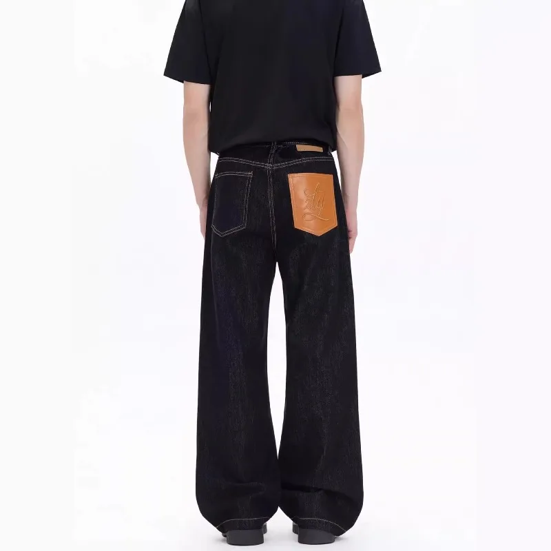 Men Vintage Raw Denim Jeans A‑Line Straight Leg Denim Pants Flare Trousers Cleanfit Vibe Streetwear Male Casual Long Pants