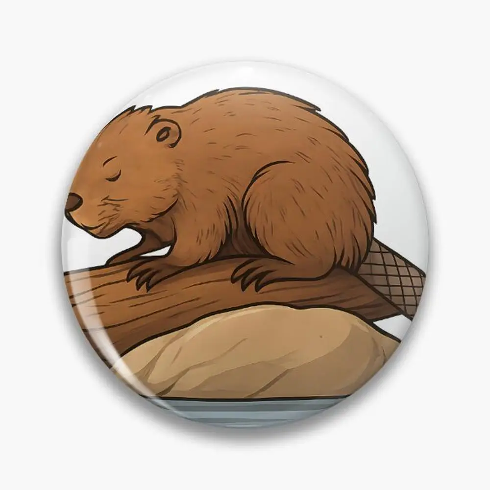 Canadian Beaver on a Log Pin Buttons Brooches Pin Jewelry Accessory Customize Brooch Fashion Lapel Badges