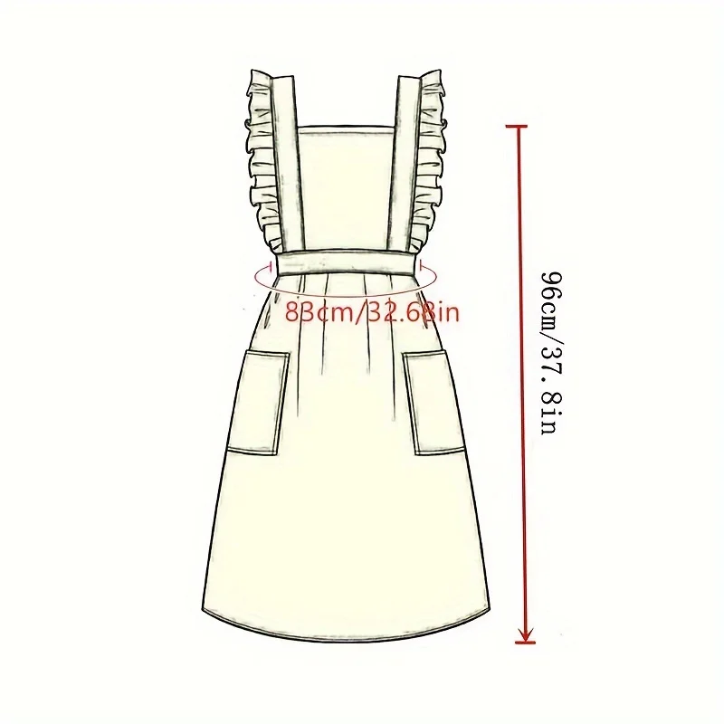 French Royal Retro Plus Size Apron 100% Cotton Baking Kitchen Ruffle Trim Workwear Adjustable for Coffee/Tea Barista Unisex view 3