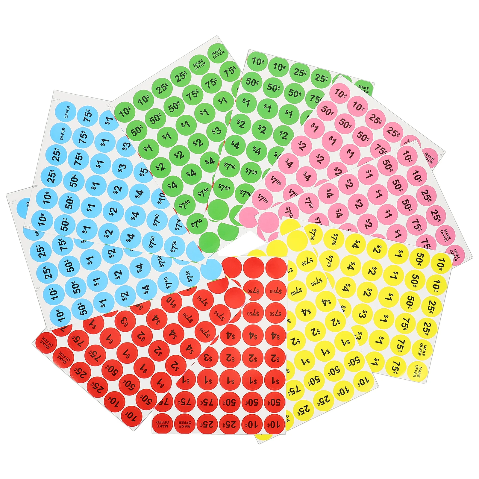 

480pcs Price Stickers Removable Round Labels for Small Business Pricing Sale Tags Neon Colors Self Adhesive Marker