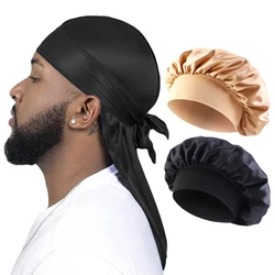 2/3PCS/LOT Men Women Long Tail Head Scarf Headwrap Bonnet Night Hat Silk Durag Pirate Hat Unisex Sleeping Bandana Turban Hijab