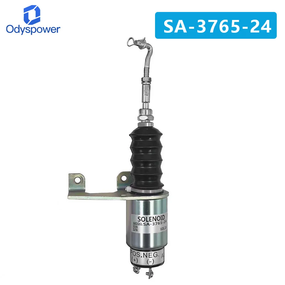 Brand New Excavator Generator Oil Cut-Off Electromagnet SA-3765-24 Solenoid Valve Switch 24V - Engine Start/Stop Control Device