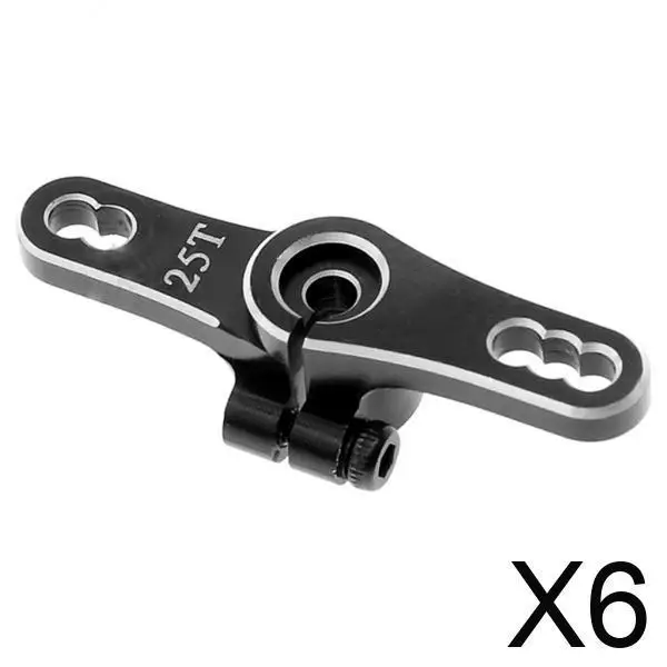 6x 25T 조향 액세서리 RC 자동차용 교체용 서보 서버 로커 블랙