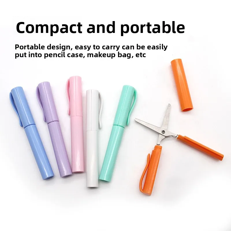 Mini Portable Pen Scissors Creative Stationery, Student Art Scissors, Pen Cap Handmade Paper Cutting Small Scissors