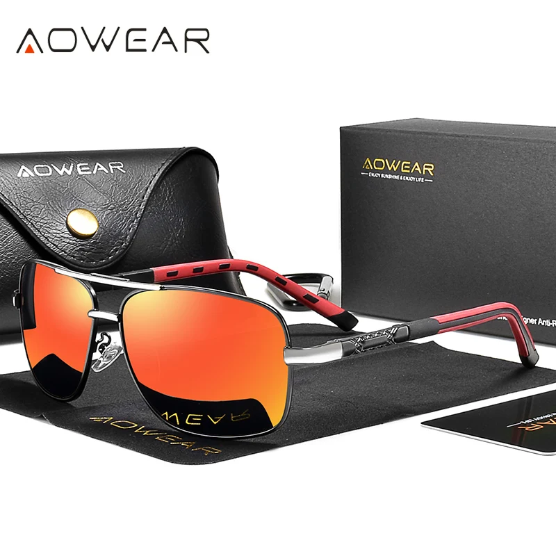 AOWEAR männer Polarisierte Verspiegelte Sonnenbrille für Männer Frauen Luxus Qualität Retro Rechteck UV400 Fahren Sonnenbrille gafas de sol 4