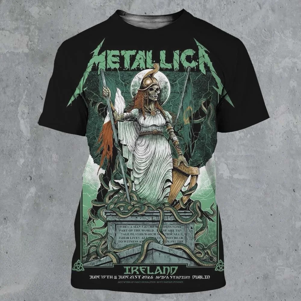 Metallica 2026 Tour Print T-shirt Men Women Gothic Skeleton Snake Tee Heavy Metal Rock Band Streetwear Casual Short Sleeve Tops