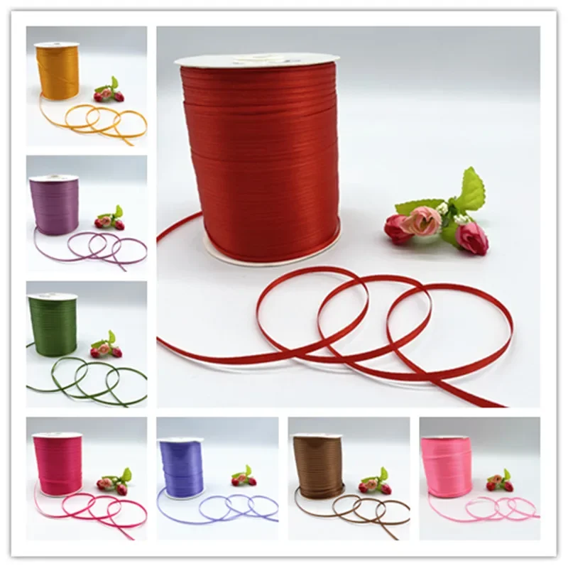 Cinta de satén de seda de 10 yardas y 3mm para decoración para fiesta de boda, tarjeta de invitación, envoltura de regalo, suministros para álbum de recortes, cinta para coser artesanal