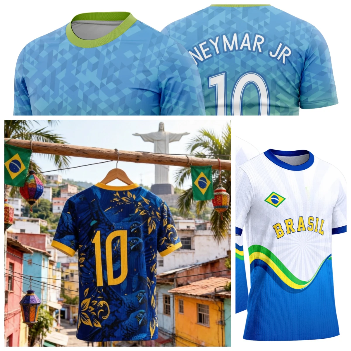 2026 Family Match Brazil Flag Printed T-shirt Summer Breathable Quick Drying Sports Football Suit Daily Training Fan Gift