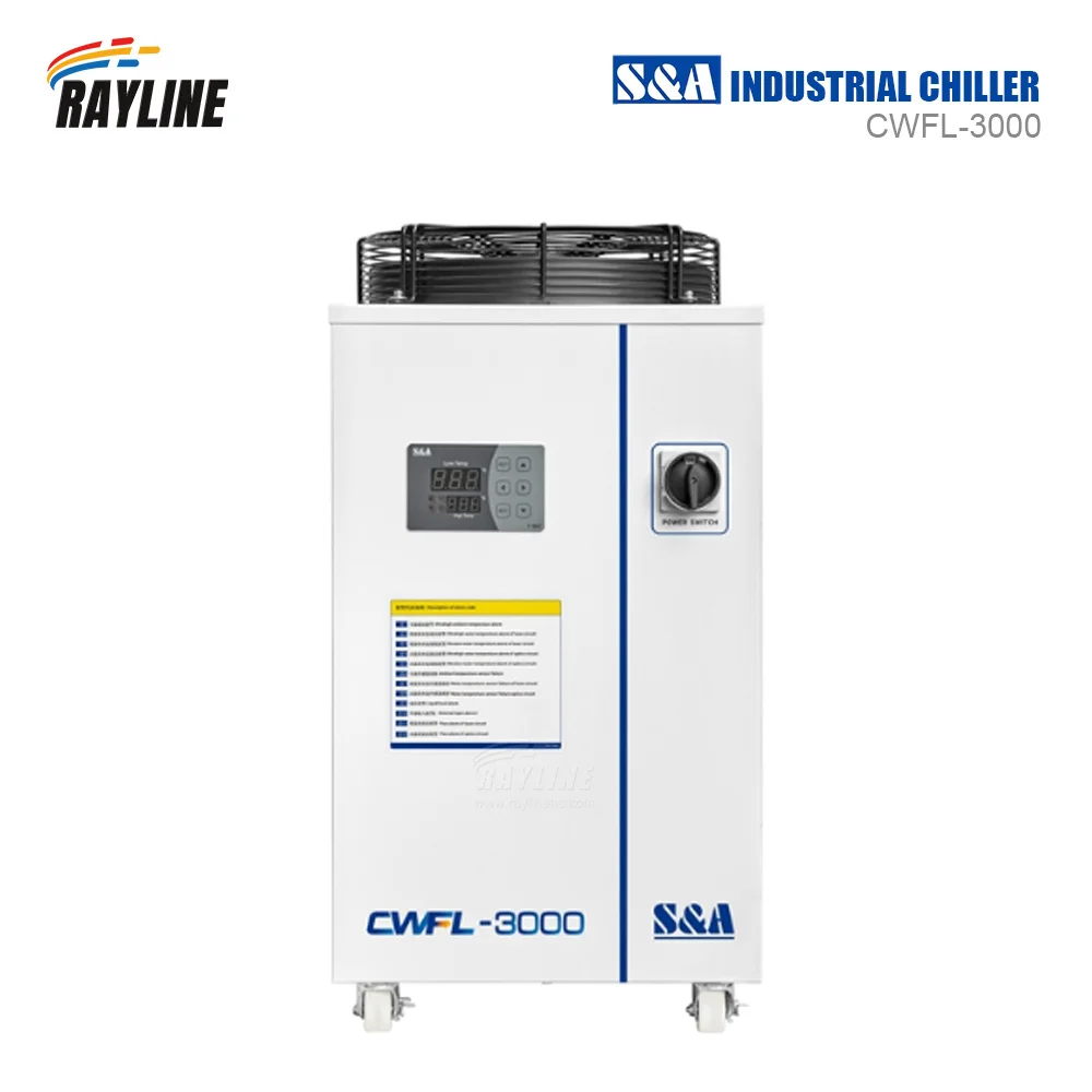 Rayline S & Een CWFL-3000AN Industriële Lucht Water Chiller Voor Co2-vezel Lasergravure Snijmachine Koeling