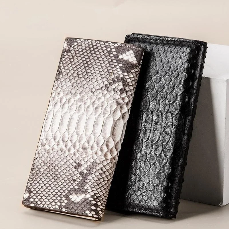 New Fashion Business Men's Long Luxury Wallets Male Snakeskin Real Genuine Leather Cash Purses Clutch Men Card Holders