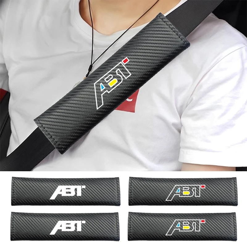 2 قطعة ألياف الكربون مقعد السيارة حزام يغطي الكتف حامي وسادة منصات لمقعد أودي فولكس فاجن سكودا ABT موتور سبورت سبورتسلاين
