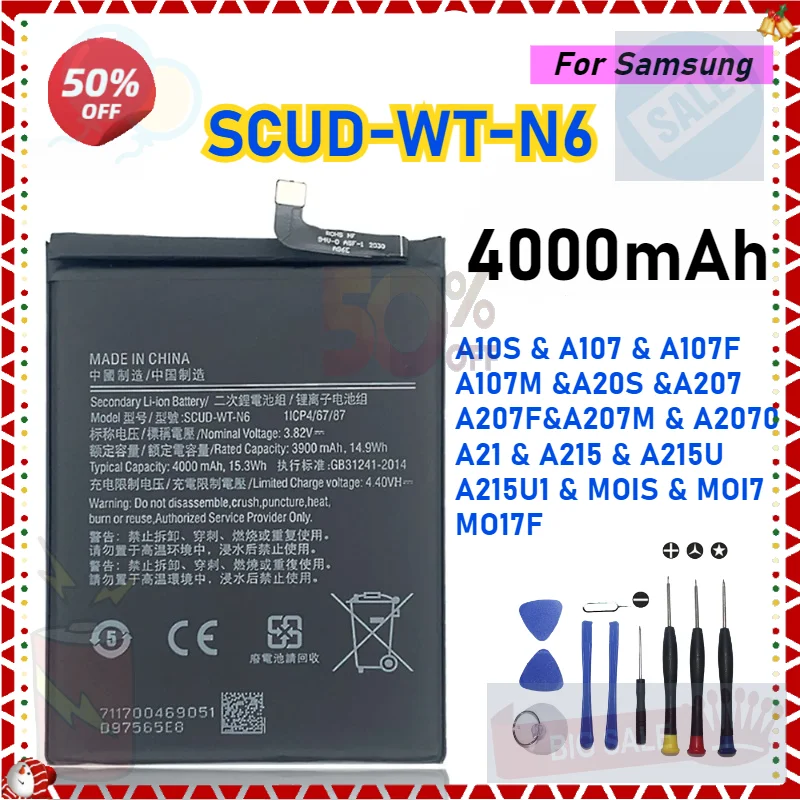 

4000mAh High-Quality SUCD-WT-N6 Battery For Samsung A20S A10S A107 A21 A215 M01S Replacement Phone Batteries