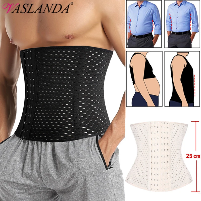 

Men Slimming Body Shaper Waist Trainer Trimmer Belt Corset eight Loss Fitness Sweat Belt Tummy Control Compression Shapewear