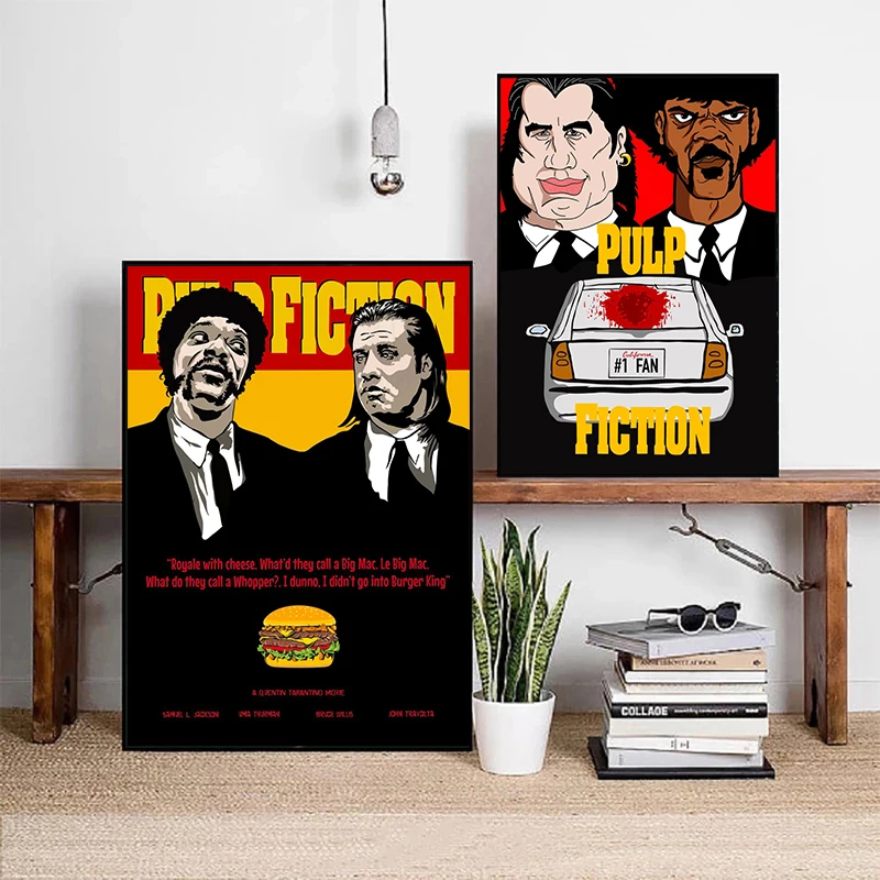 Pulp Fiction Jules Winnfield and Vincent Vega Portrait Poster Wall Art Print Picture Canvas Painting Living Room Home Decor