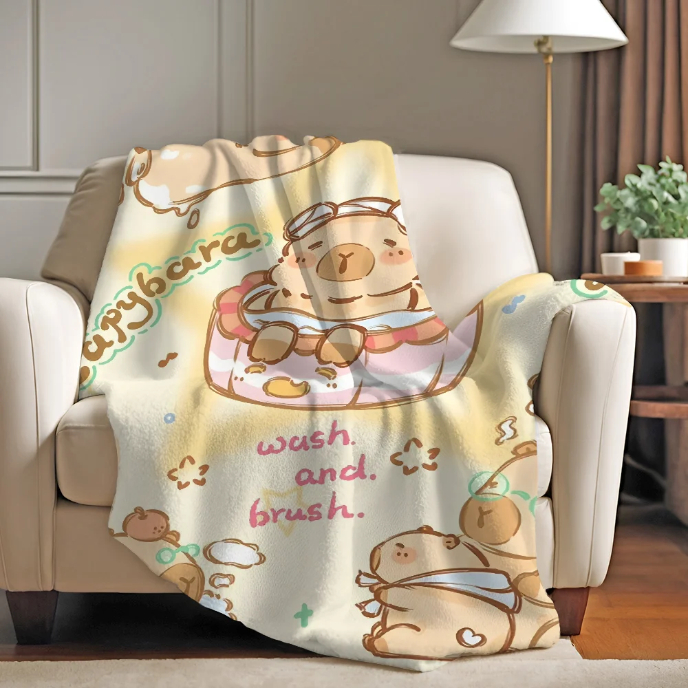 

Cartoon Cute Capybara Blanket Warm And Soft Suitable For Bedroom Living Room Sofa Bed Office Travel Camping