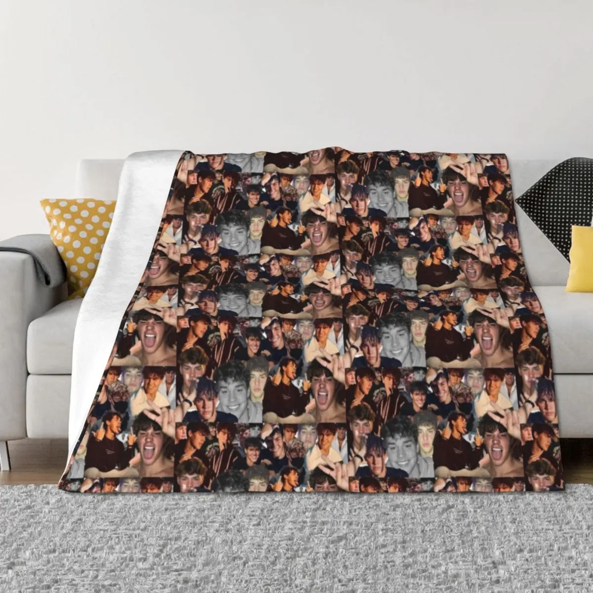 

Noah Beck Collage Throw Blanket Decoratives Luxury Thicken Hair Blankets