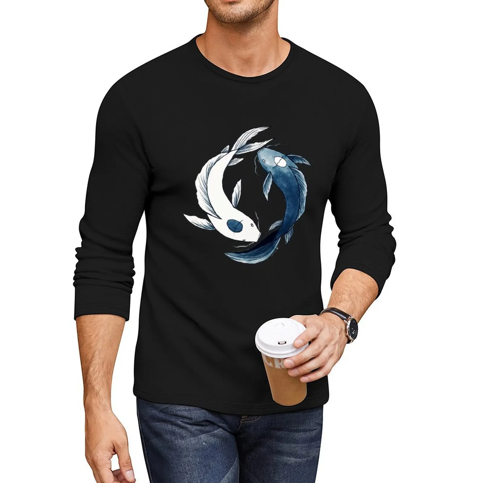 Tui and La - Yin & Yang Koi Long T-Shirt t shirt man boys white t shirts t-shirts man Men's t-shirts