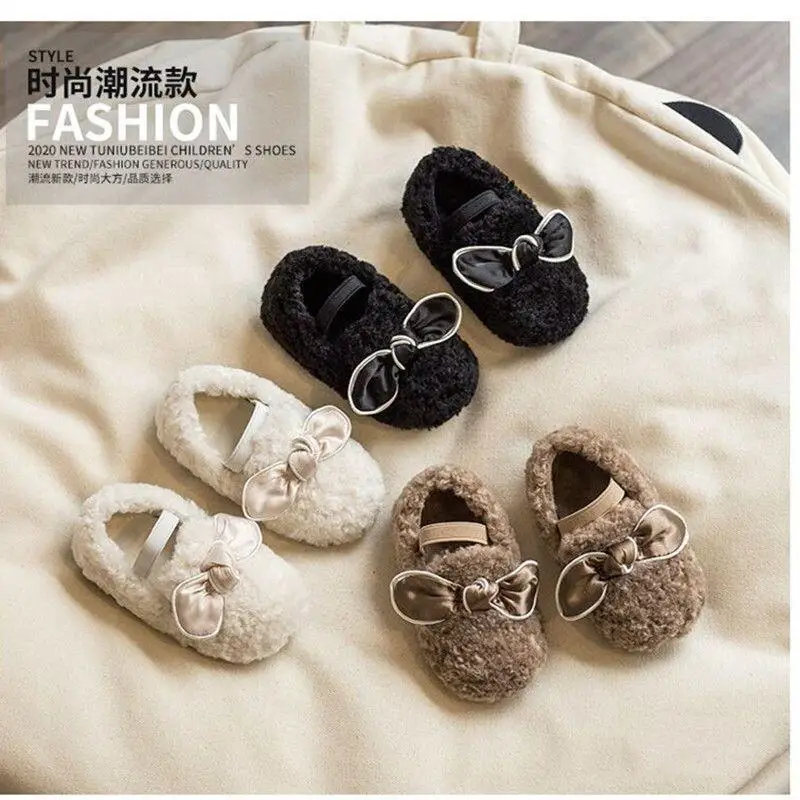 

Hot Kawaii Casual Shoe Fashion Childrens Shoe Baby Girls Shoes 2025 Winter Soft Sole Plush Lined Cotton Princess Toddler Walking